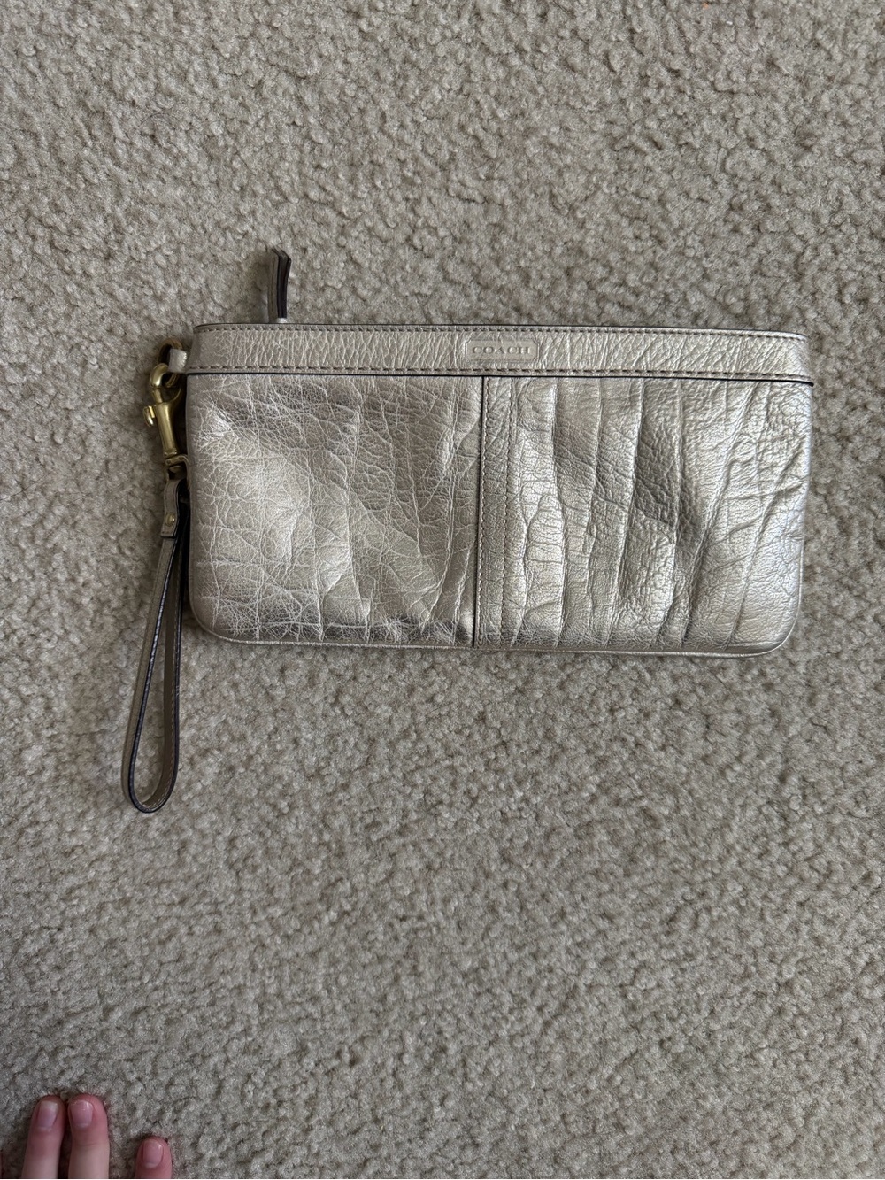 Coach Metallic Gold Leather Wristlet Clutch